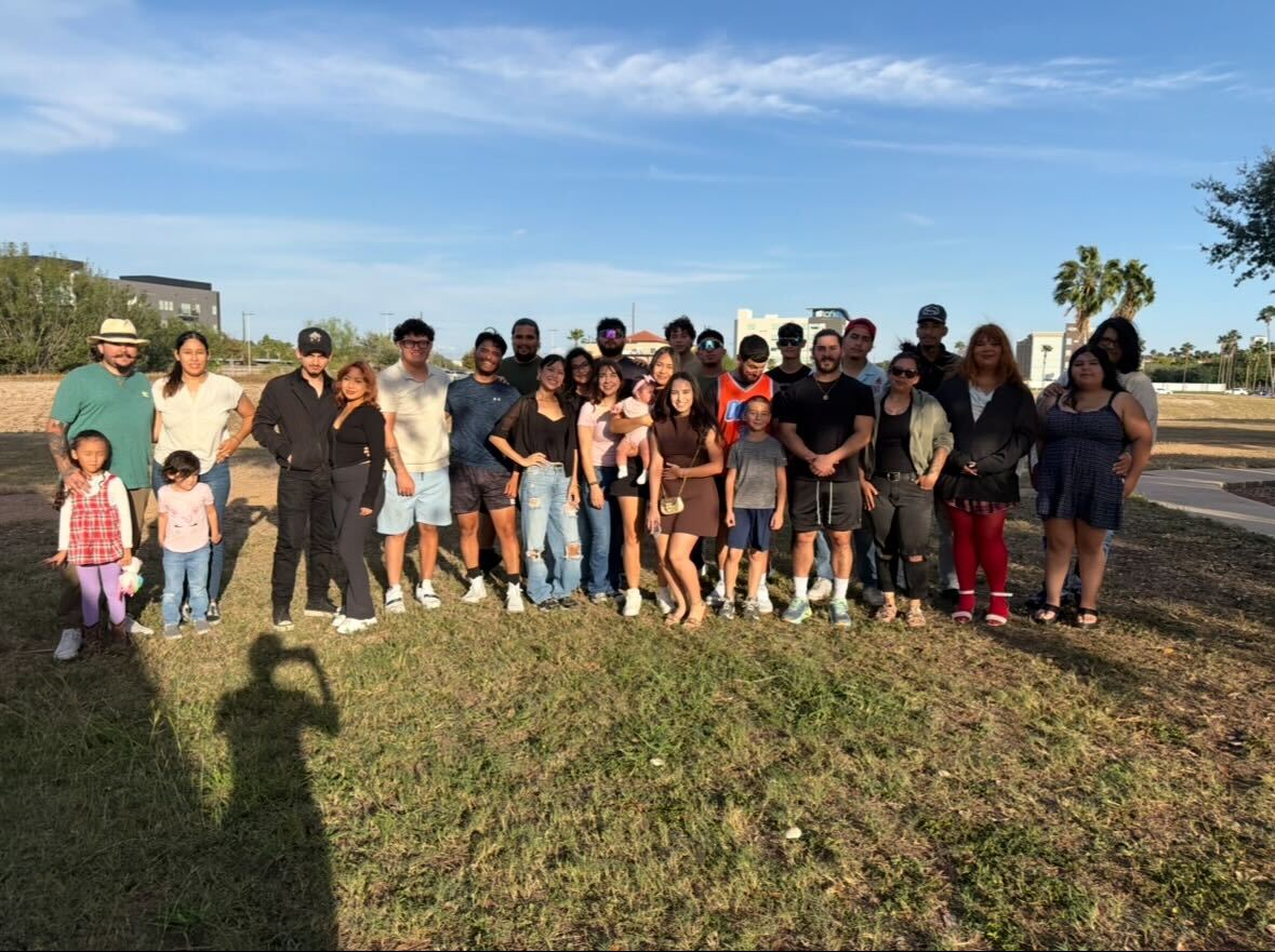 The Palm City Management team gathered together outdoors for a team event in Austin, Texas